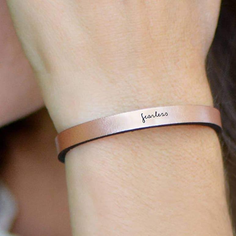 Leather Empowerment Bracelet - Fearless - Gift & Gather