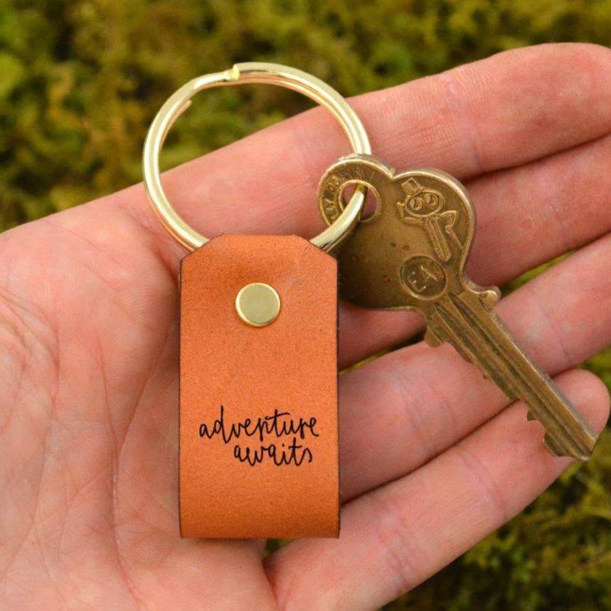 Leather Keychain - Adventure Awaits - Gift & Gather