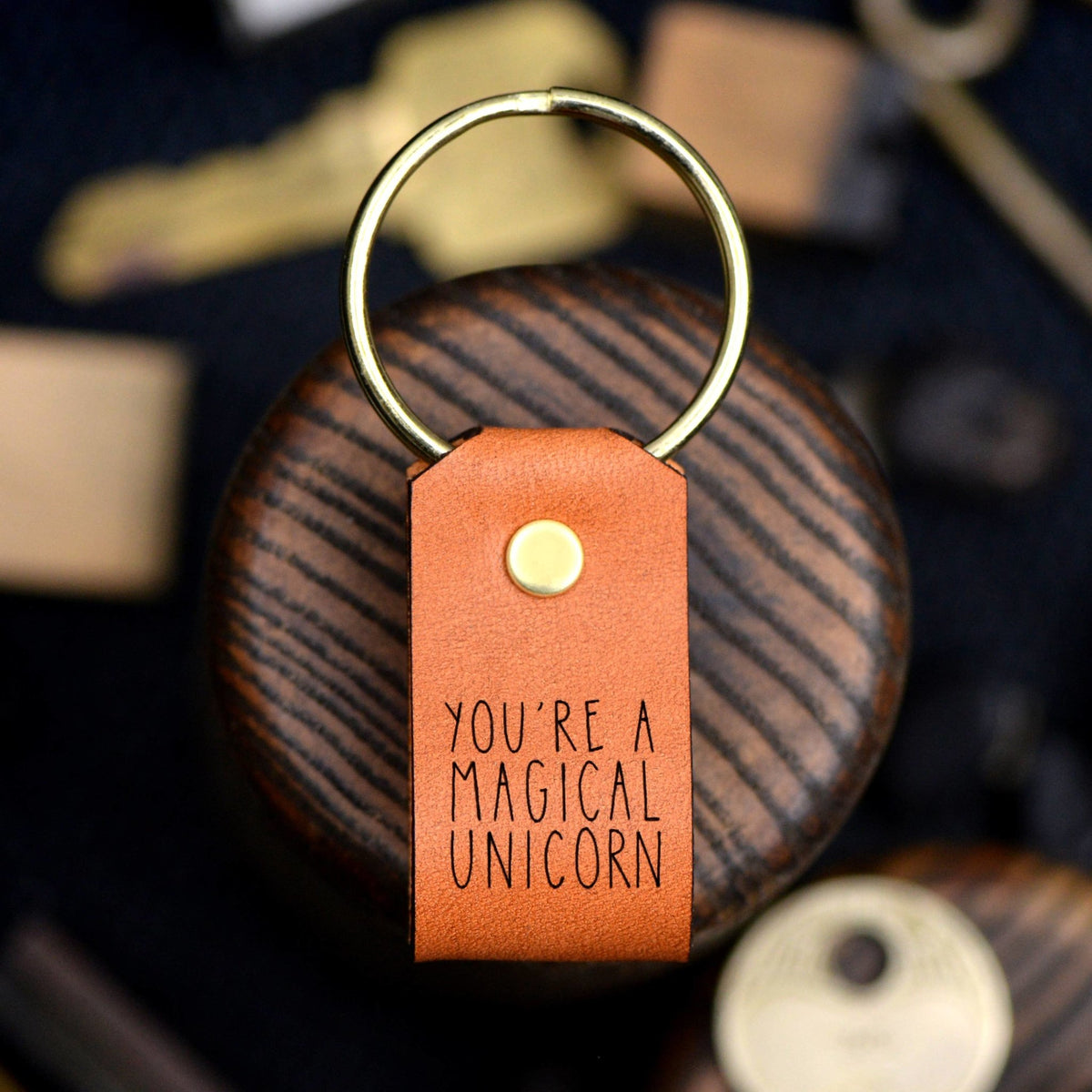 Leather Keychain - Magical Unicorn - Gift & Gather