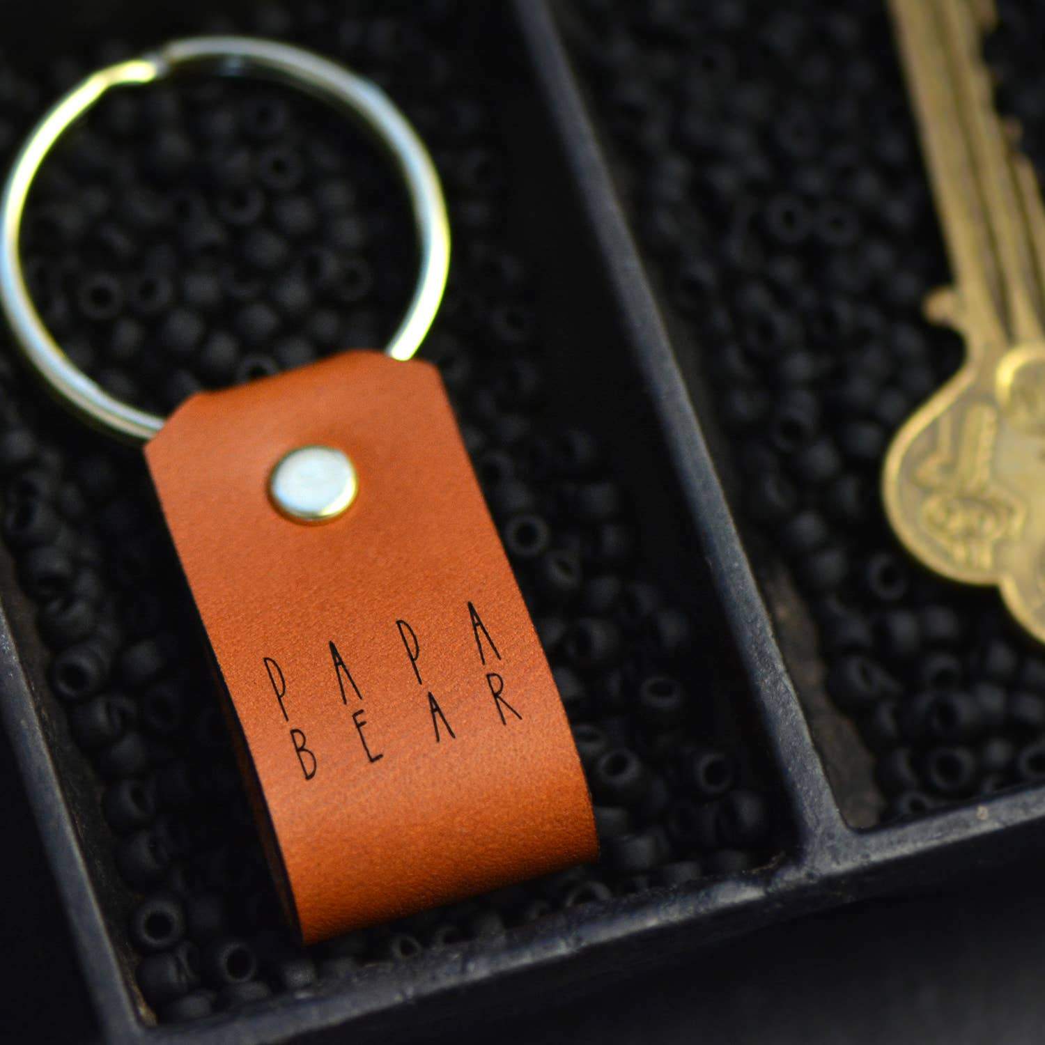 Leather Keychain - Papa Bear - Gift & Gather