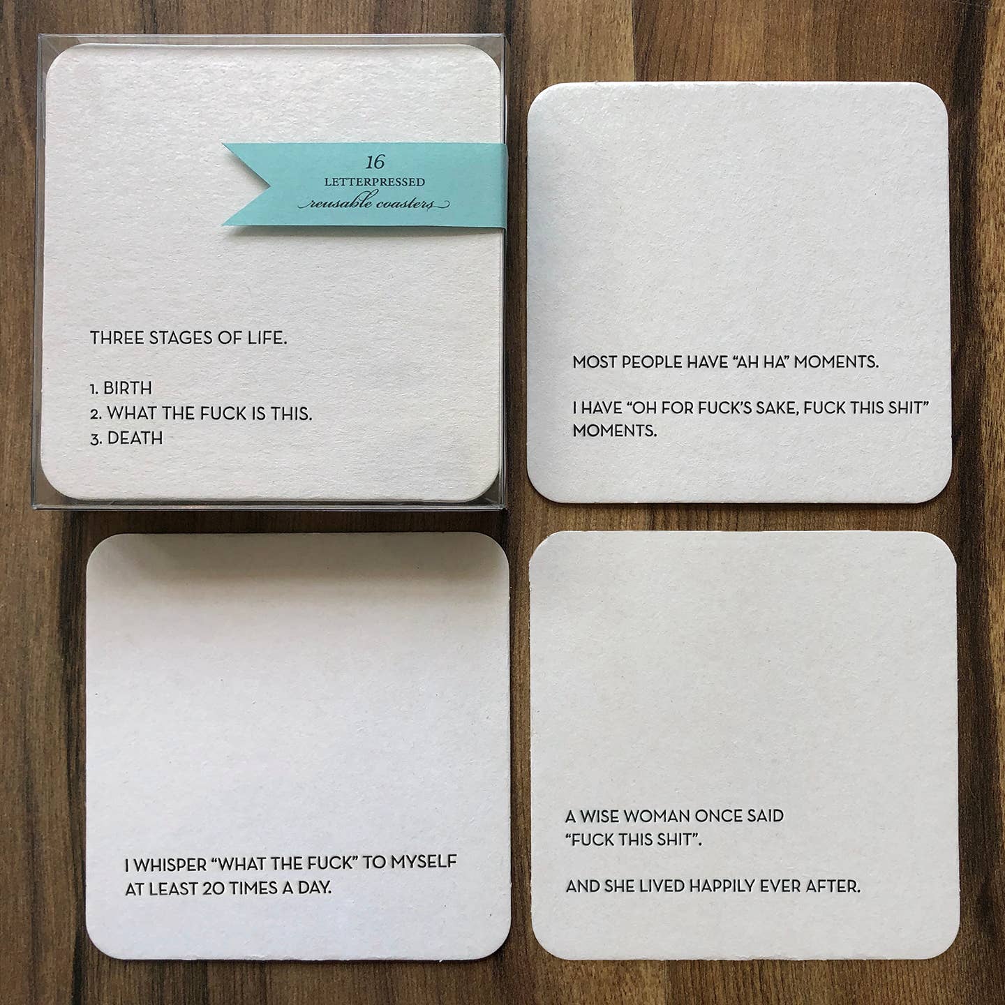 Letterpressed Coaster - Three Stages of Life - Gift & Gather