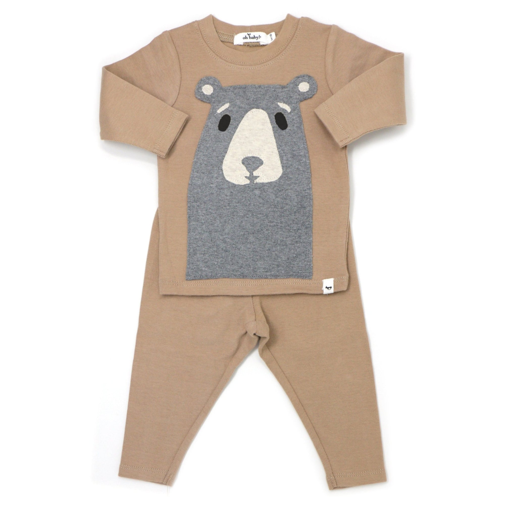Long Sleeve/ Pant Baby Set - Boo Boo Bear - Latte - Gift & Gather