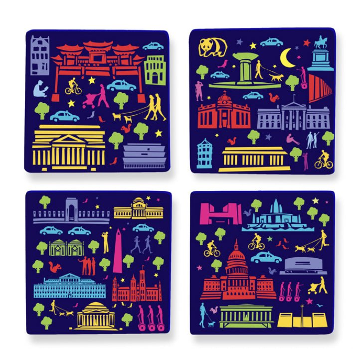 MDF Coaster - Set of 4 - DC By Night - Gift & Gather
