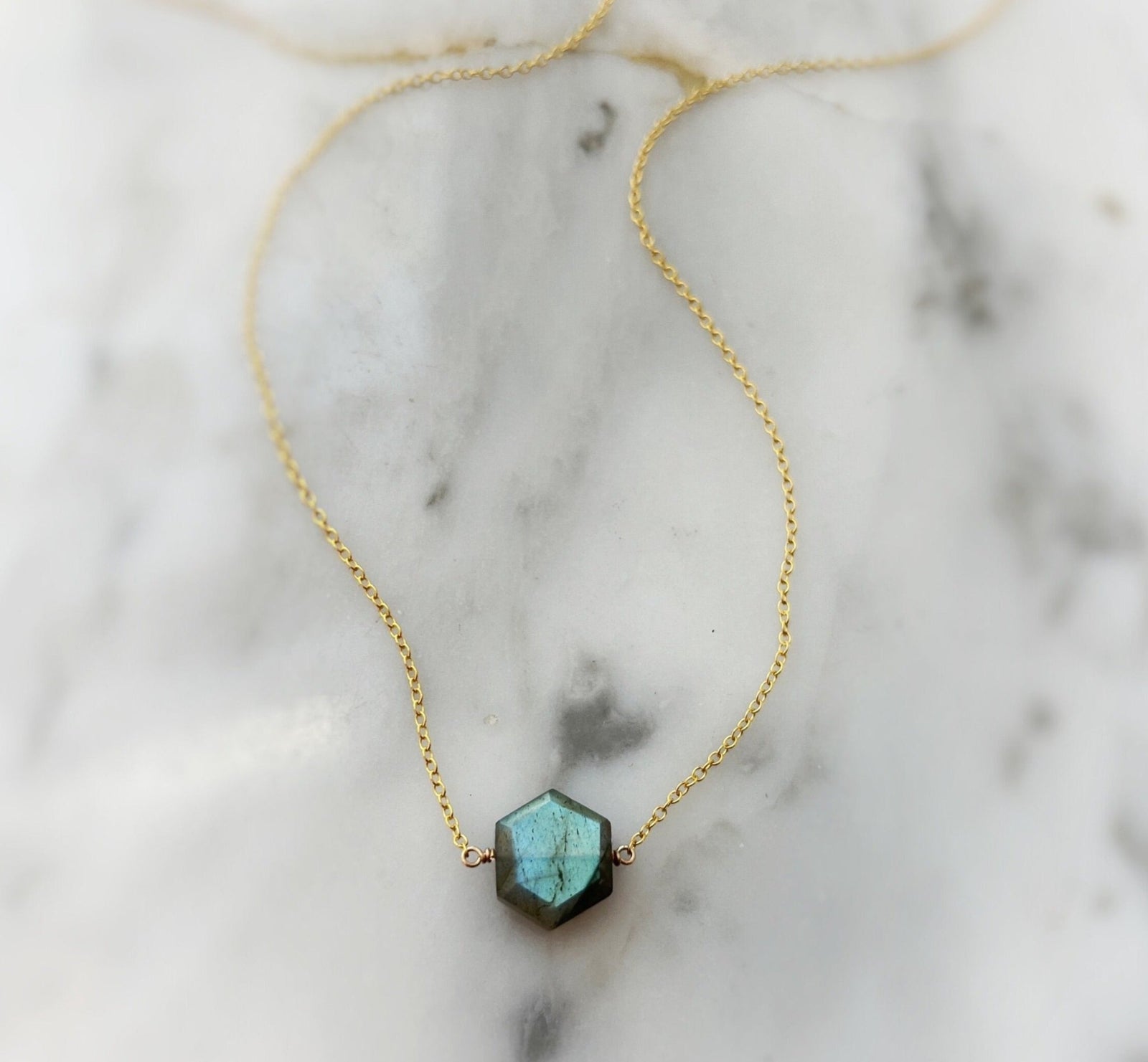Necklace - Labradorite Hexagon - Gift & Gather