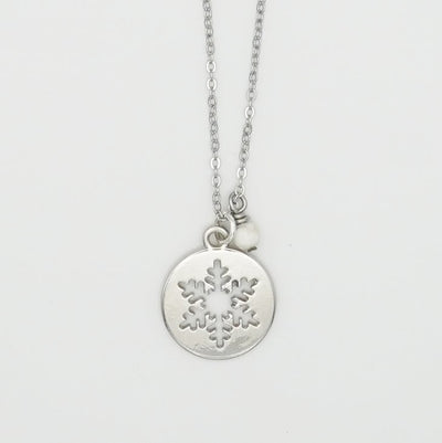 Necklace - Snowflake With White Stone - Gift & Gather
