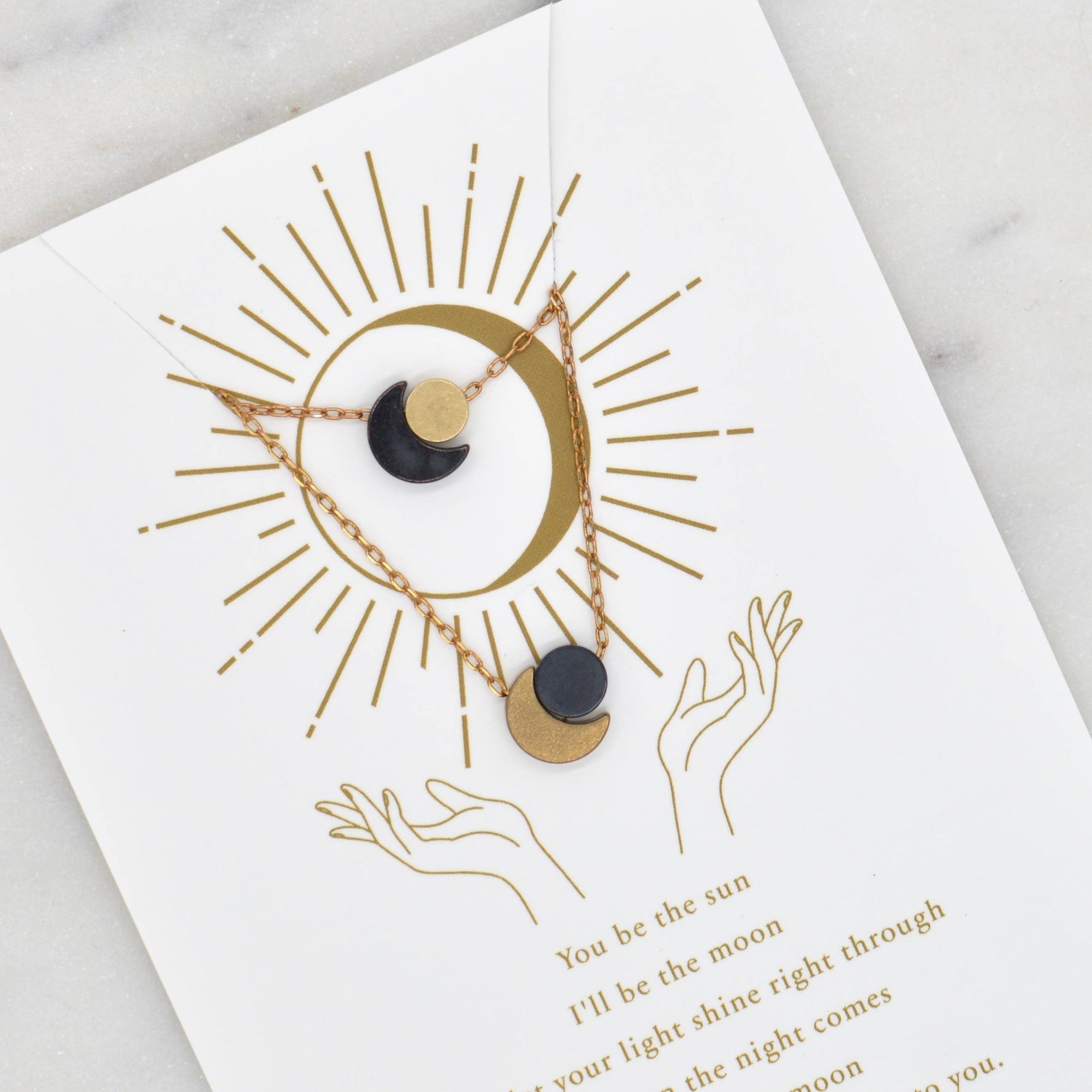 Necklaces - With Quote Card - BFF Sun & Moon - Gift & Gather