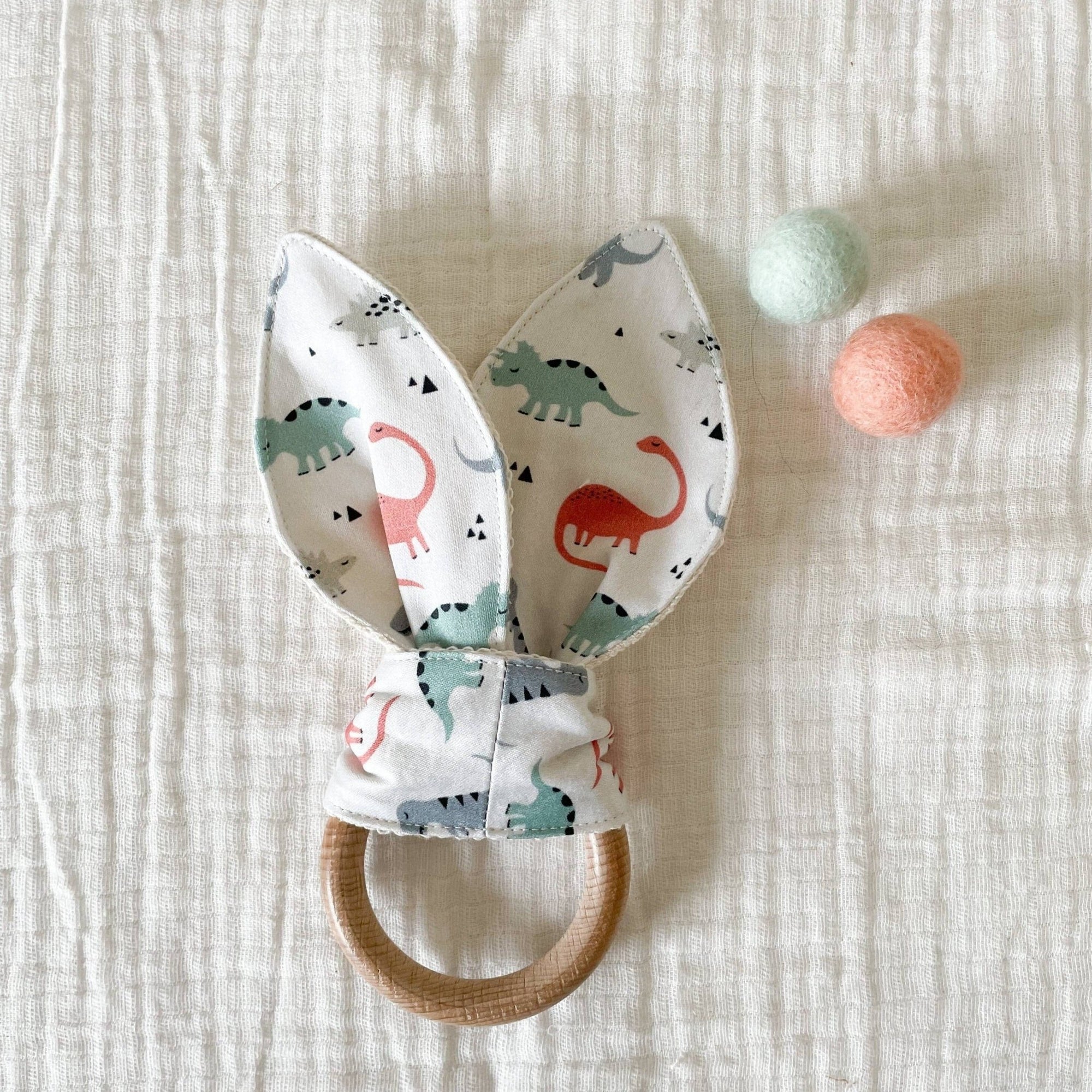 Organic Bunny Teether - Dinosaurs - Gift & Gather