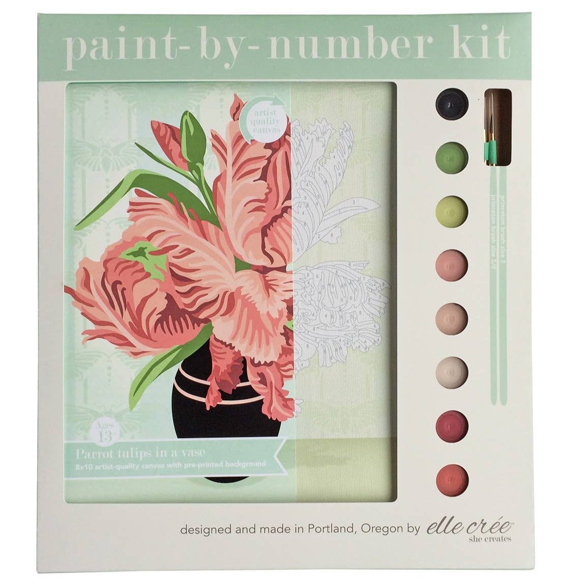 Paint-by-Number Kit - Parrot Tulips in Vase - Gift & Gather