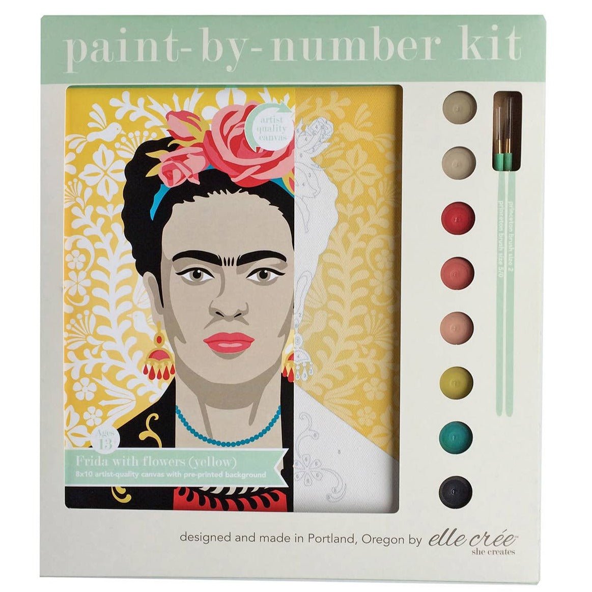 Paint-by-Number Kit - Yellow Frida with Flowers - Gift & Gather