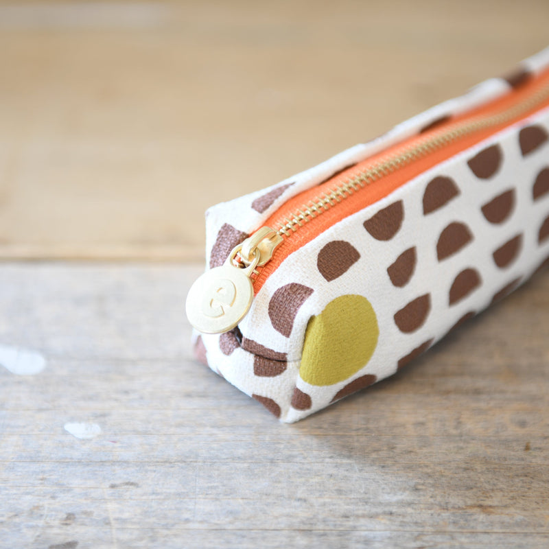 Pencil Bag - Phases -Dark Brown & Ochre - Gift & Gather