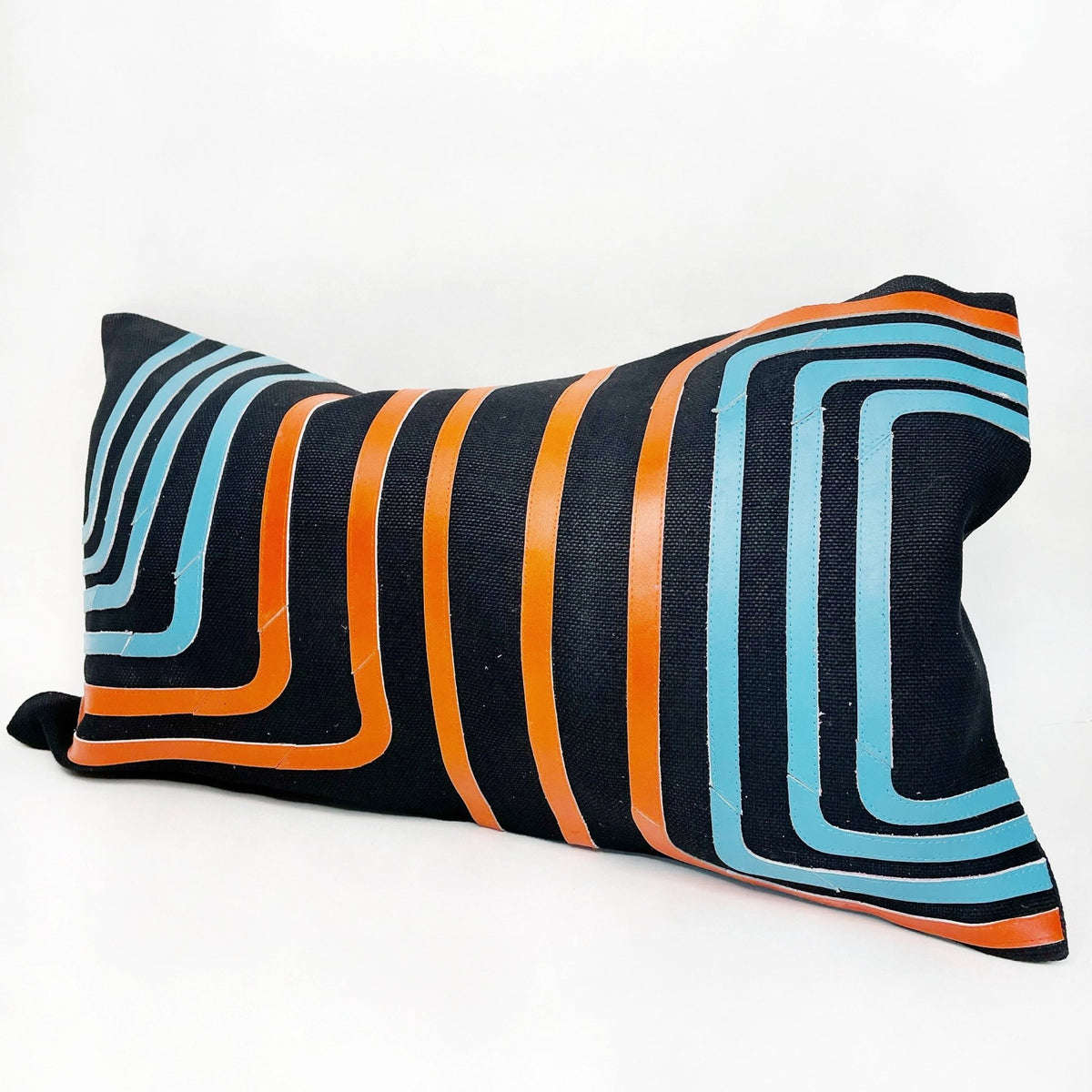 Pillow Cover 21x12 - Black - Mid Century Curved Half-Squares - Gift & Gather