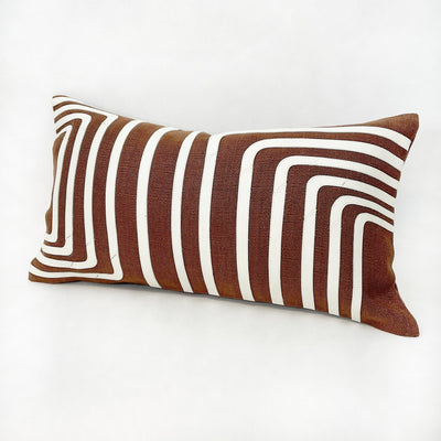 Pillow Cover 21x12 - Brown - Mid Century Curved Half-Squares - Gift & Gather