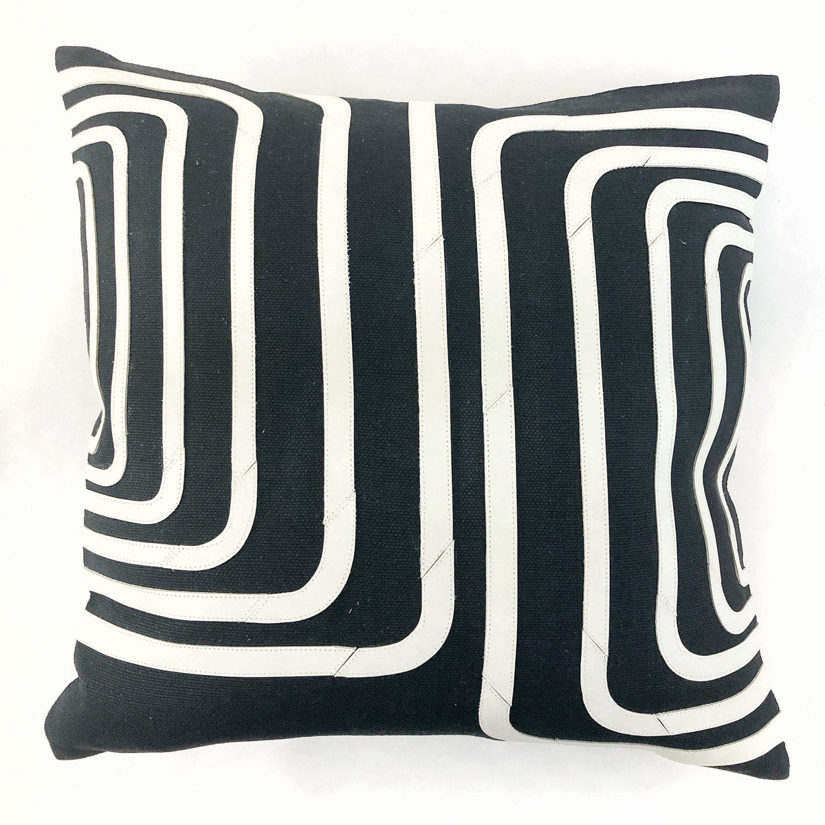 Pillow Cover Square - Black - Mid Century Curved Half-Squares White - Gift & Gather