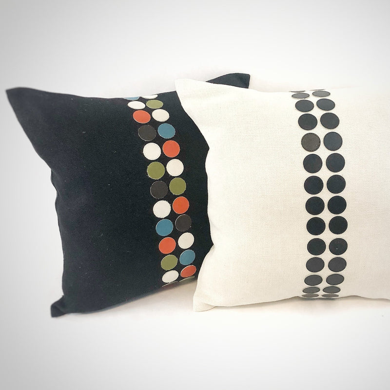 Pillow Cover Square - Black - Mid Century Multi Dot Stripe - Gift & Gather
