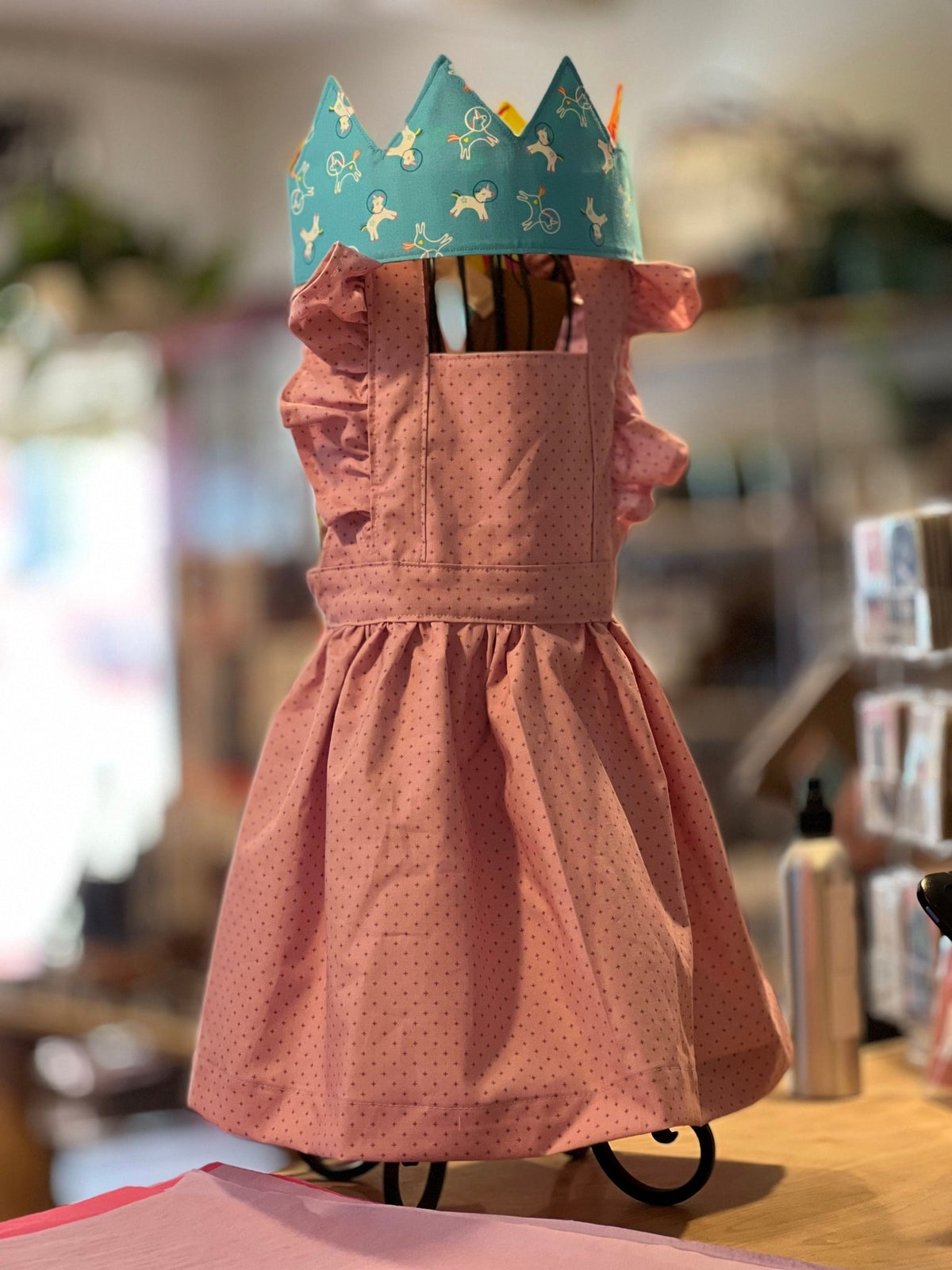 Pinafore Dress in Spring Purple Pattern - Gift & Gather
