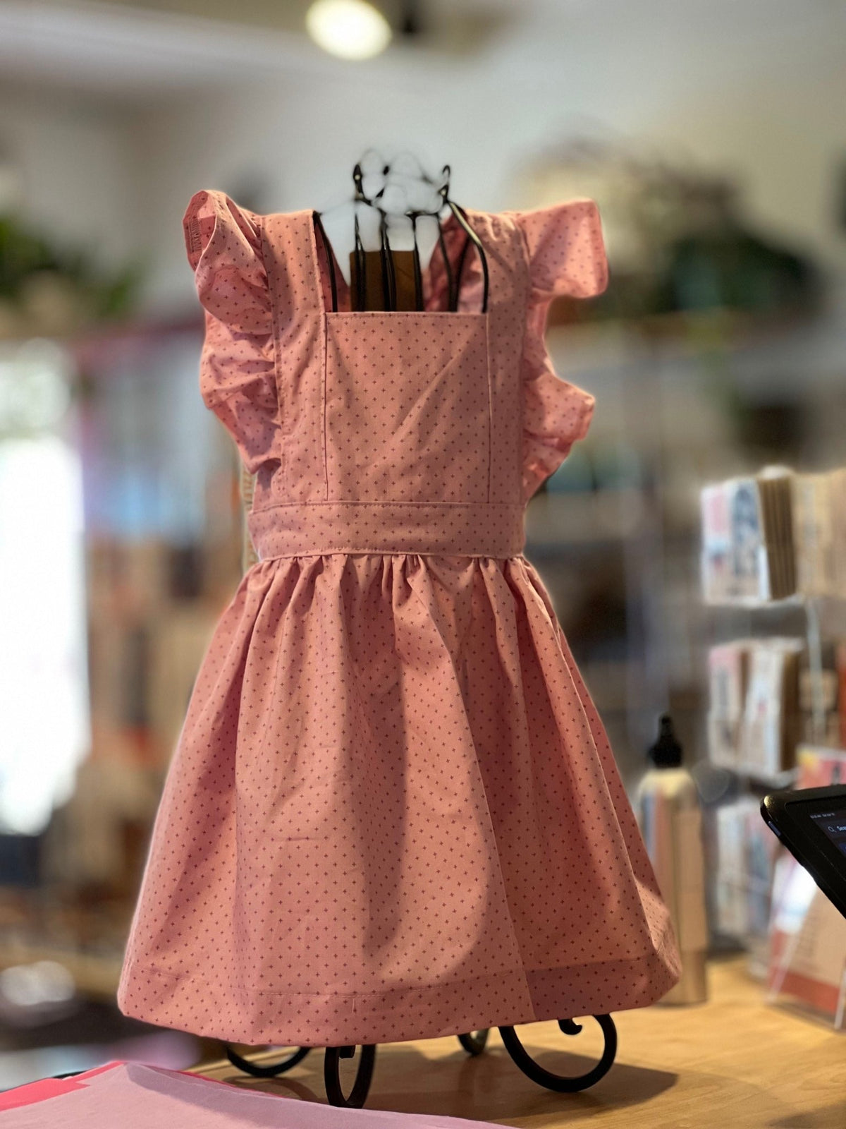 Pinafore Dress in Spring Purple Pattern - Gift & Gather