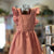 Pinafore Dress in Spring Purple Pattern - Gift & Gather