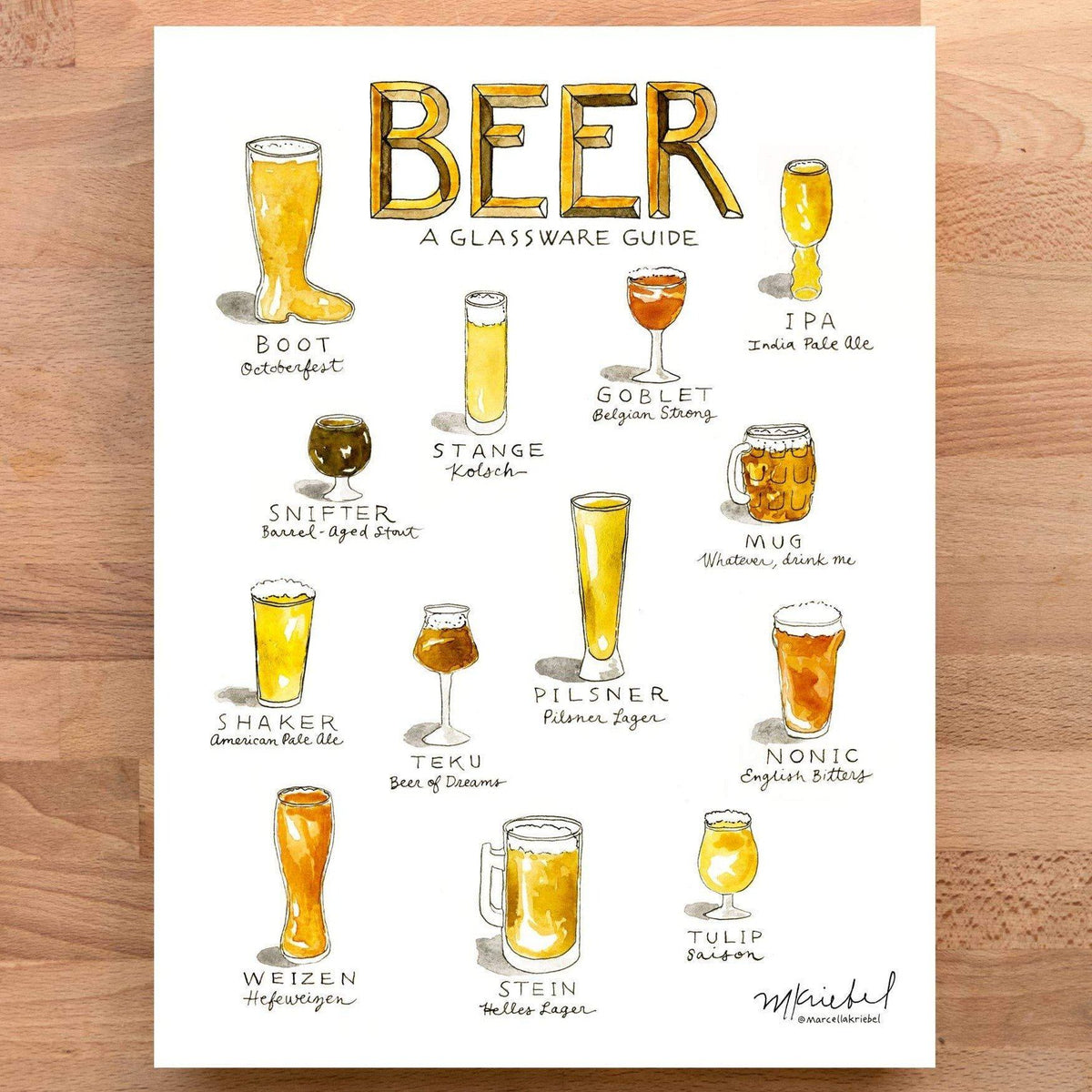 Print - Beer Glassware Guide - Gift & Gather