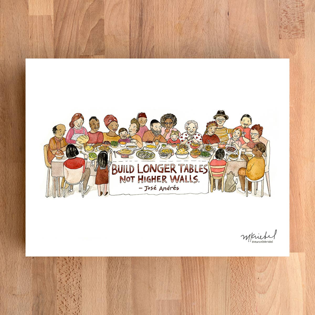 Print - Build Longer Tables José Andrés Watercolor Art - Gift & Gather