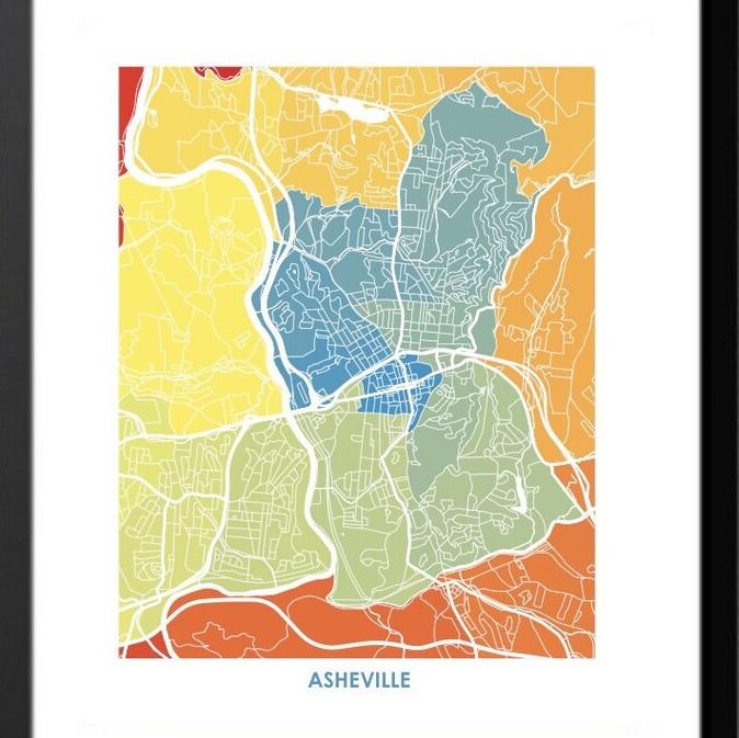Print - Map - Asheville - Multicolor - Gift & Gather
