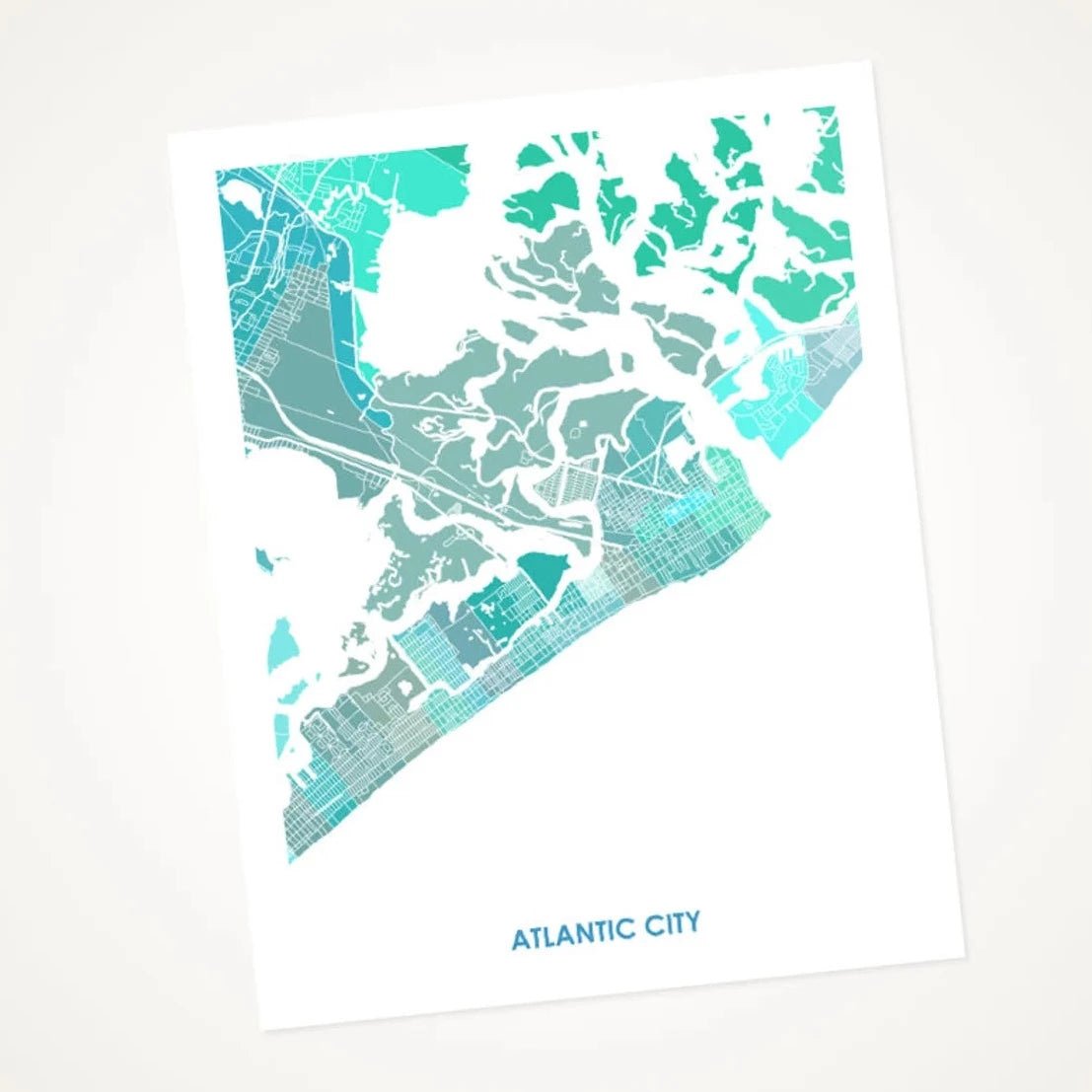 Print - Map - Atlantic City - Teals - Gift & Gather