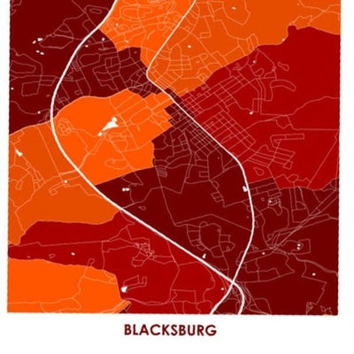 Print - Map - Blacksburg - Maroon & Orange - Gift & Gather