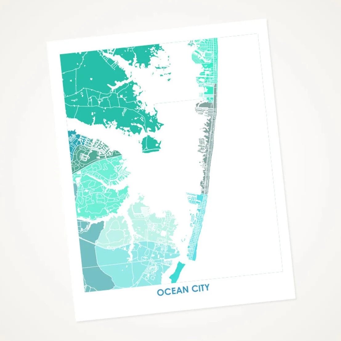 Print - Map - Ocean City - Teals - Gift & Gather