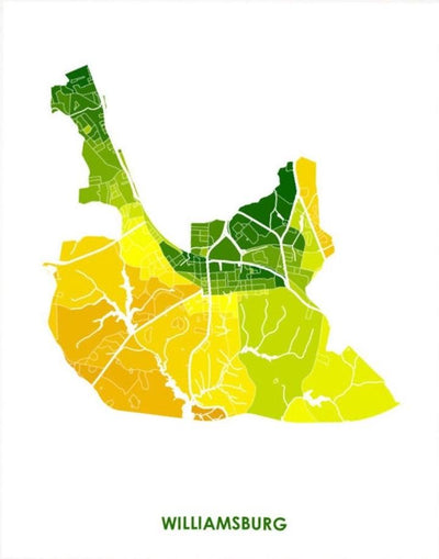 Print - Map - Williamsburg - Yellow/Green - Gift & Gather