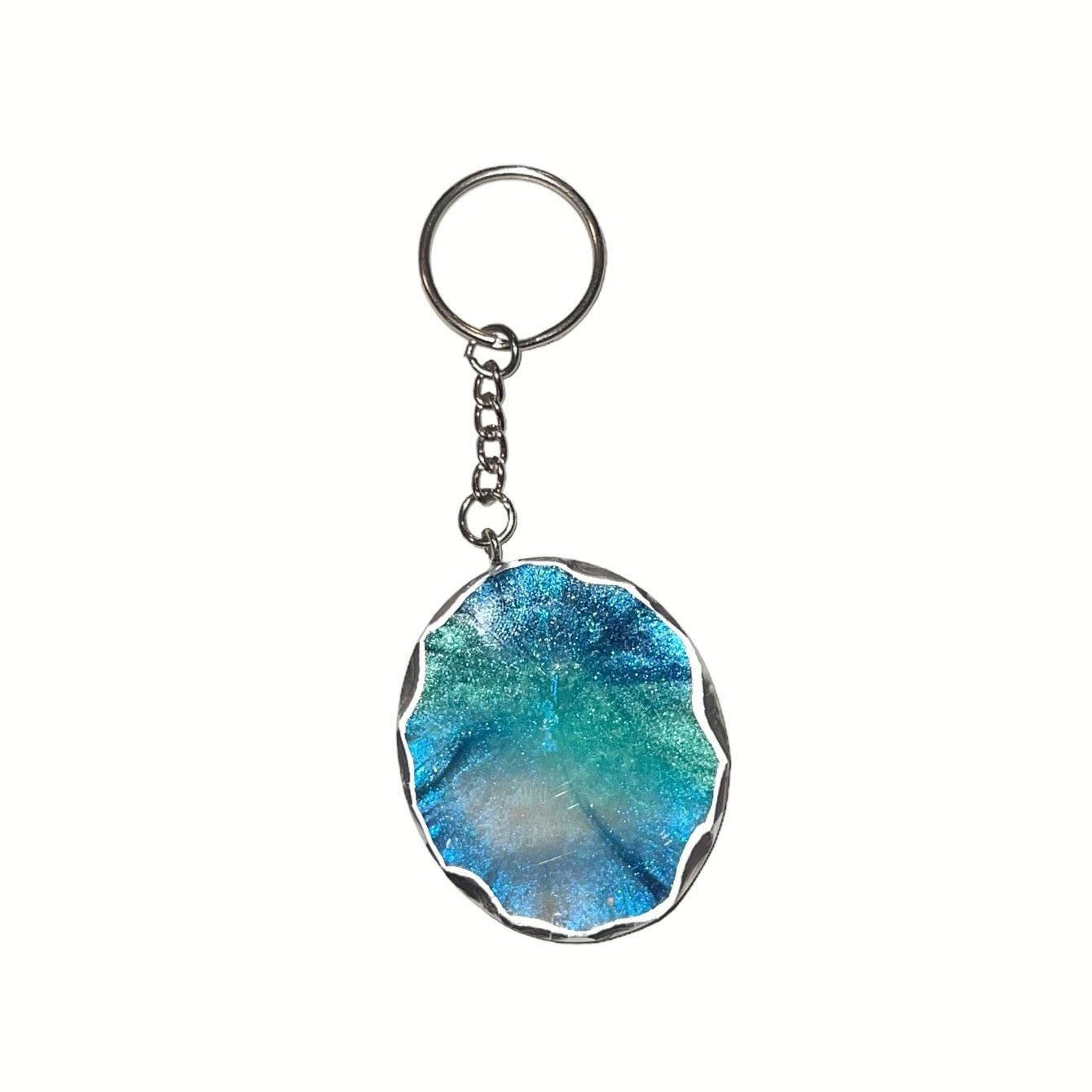 Infused Moments Artistry Resin Keychain - Round Gold & Turquoise