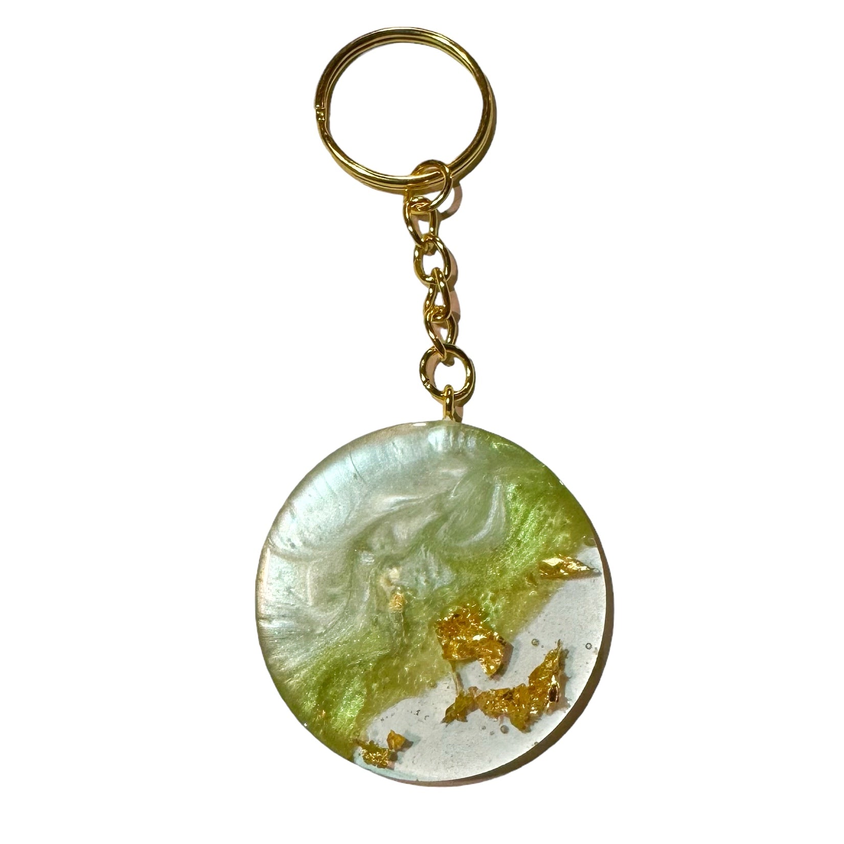 Infused Moments Artistry Resin Keychain - Round Gold & Turquoise