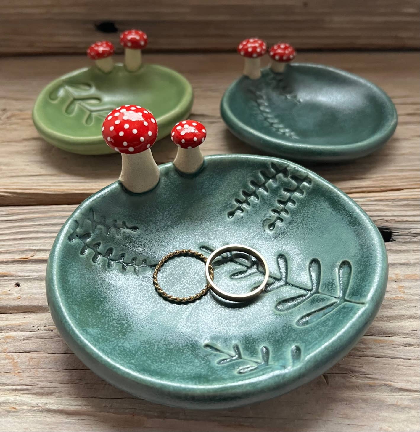 Ring Dish & Jewelry Tray - Mushroom & Fern - Oval - Gift & Gather