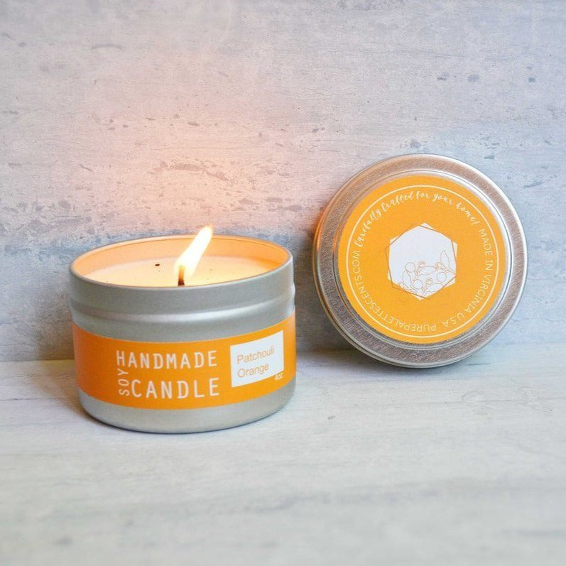 Soy Candle - 4oz Tin - Patchouli Orange - Gift & Gather