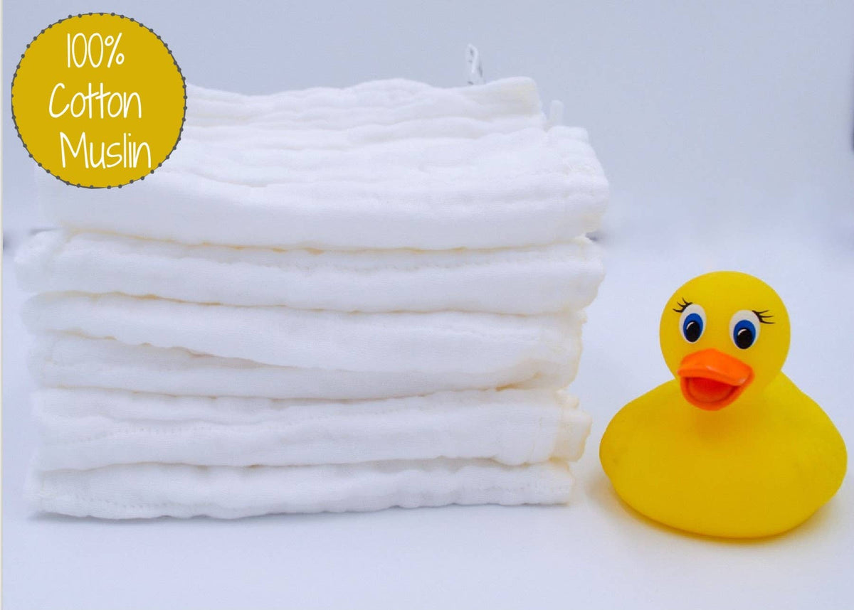 Splish Splash - Baby Toddler Washcloth 6 Pack: White - Gift & Gather