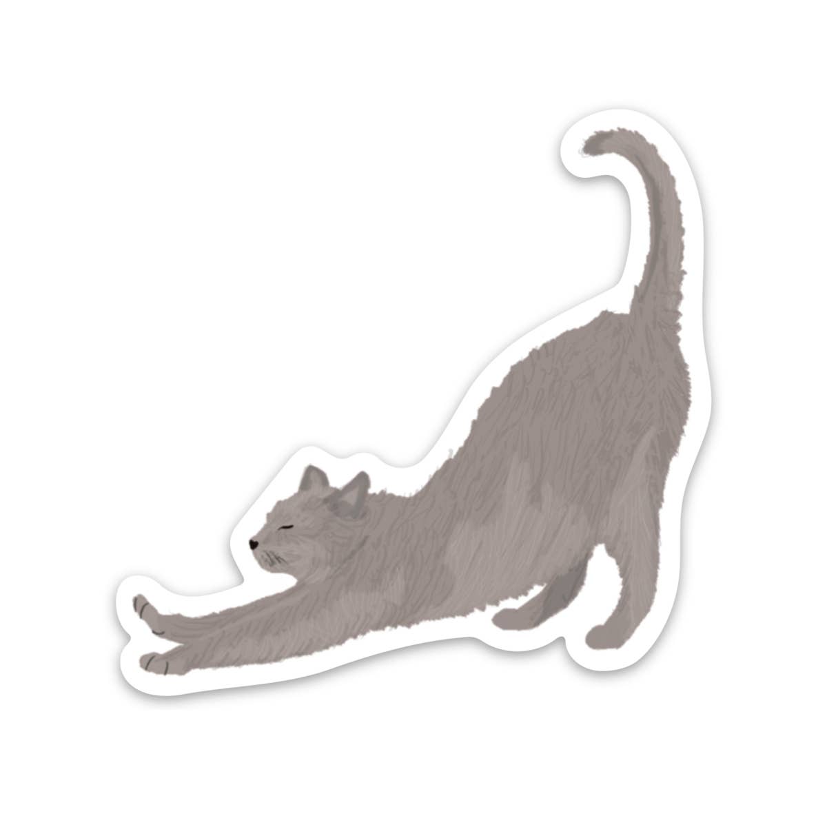 Sticker - Stretching Gray Cat - Gift & Gather