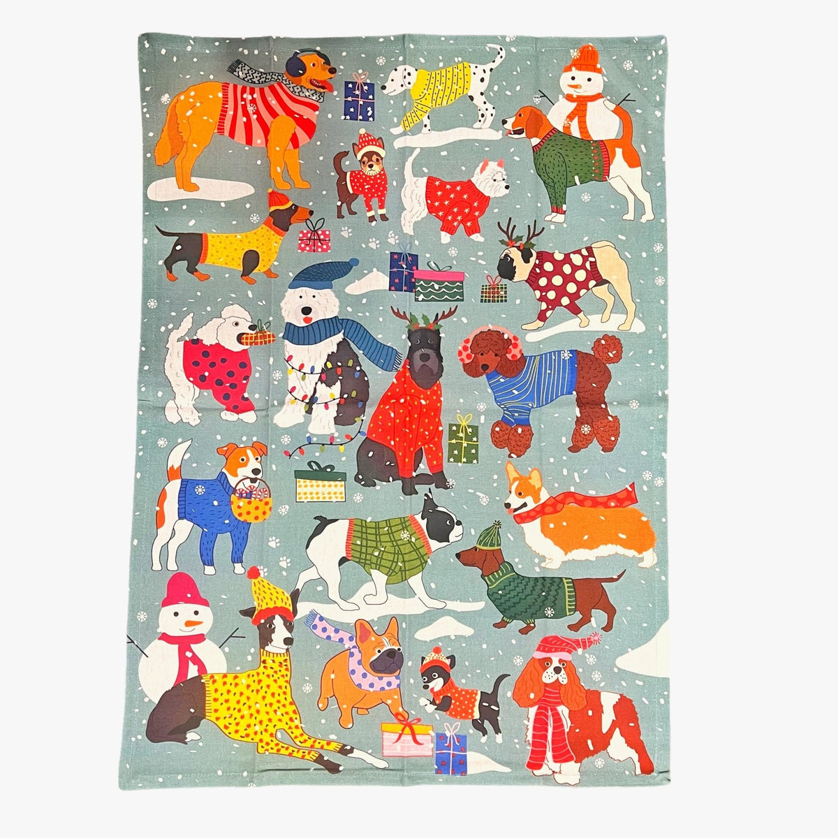 Tea Towel - Pups In The Snow - Gift & Gather