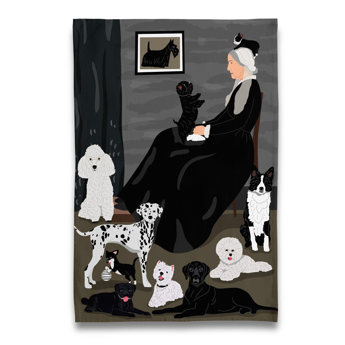 Tea Towel - Whistler's Mother Of Dogs - Gift & Gather