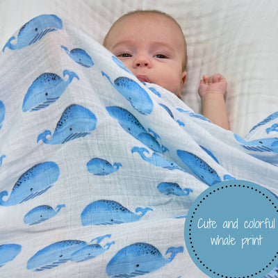 Whale, Whale, Whale Baby Swaddle Blanket - Gift & Gather