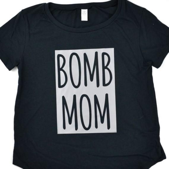 Women's Tee - Bomb Mom - Tri-Black/Matte Grey Block - Gift & Gather